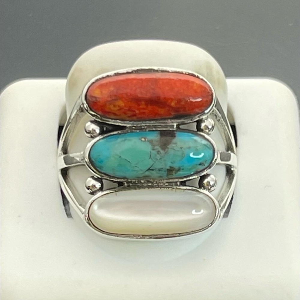 Solid 925 Silver Size 8 Large Cocktail Ring - image 1